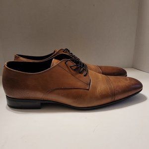 Aldo Men's Brown Leather Lace Up Almond Toe Dress Shoes - Size US 13